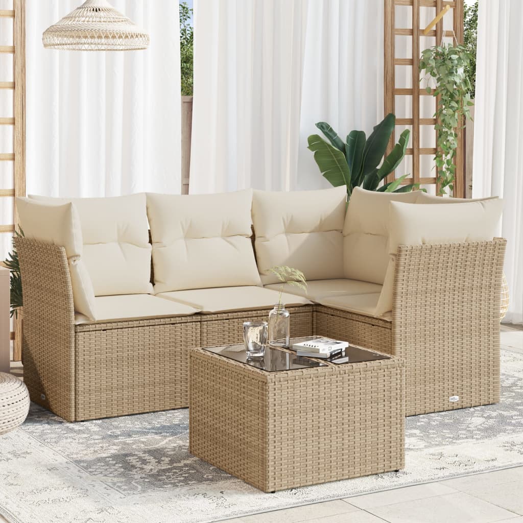 Set De Sofás Jardín Y Cojines 5 Pzas Ratán Sintético