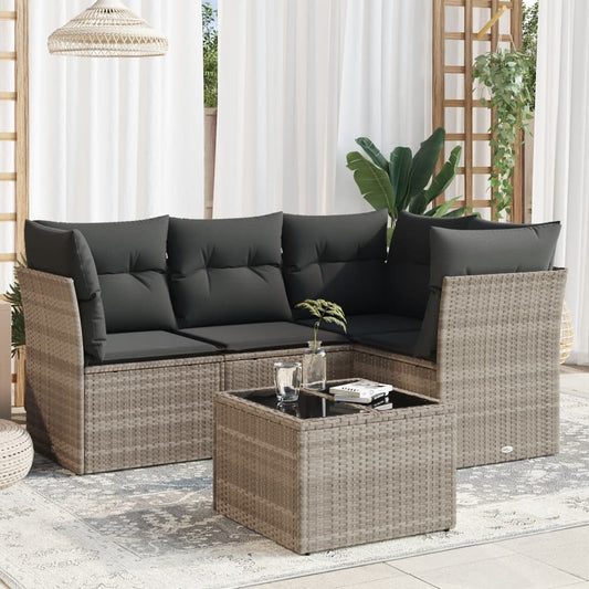 Set De Sofás Jardín Y Cojines 5 Pzas Ratán Sintético