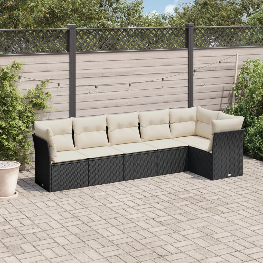 Set De Sofás De Jardín 6 Pzas Y Cojines Ratán Sintético Gris