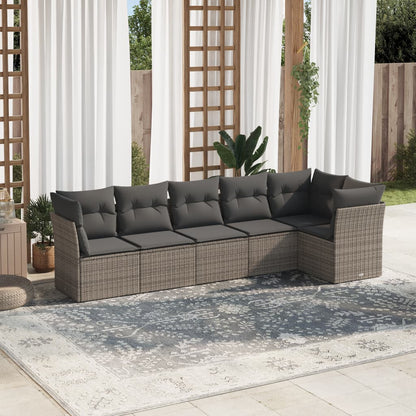 Set De Sofás De Jardín 6 Pzas Y Cojines Ratán Sintético Gris