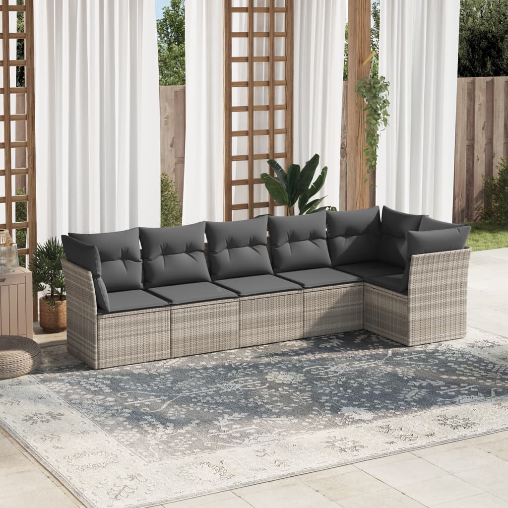 Set De Sofás De Jardín 6 Pzas Y Cojines Ratán Sintético Gris