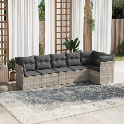 Set De Sofás De Jardín 6 Pzas Y Cojines Ratán Sintético Gris