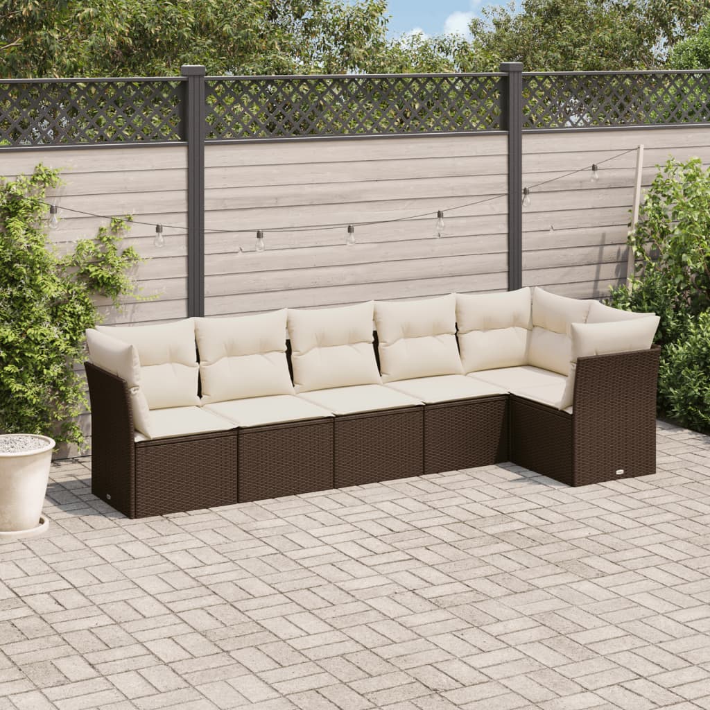 Set De Sofás De Jardín 6 Pzas Y Cojines Ratán Sintético Gris