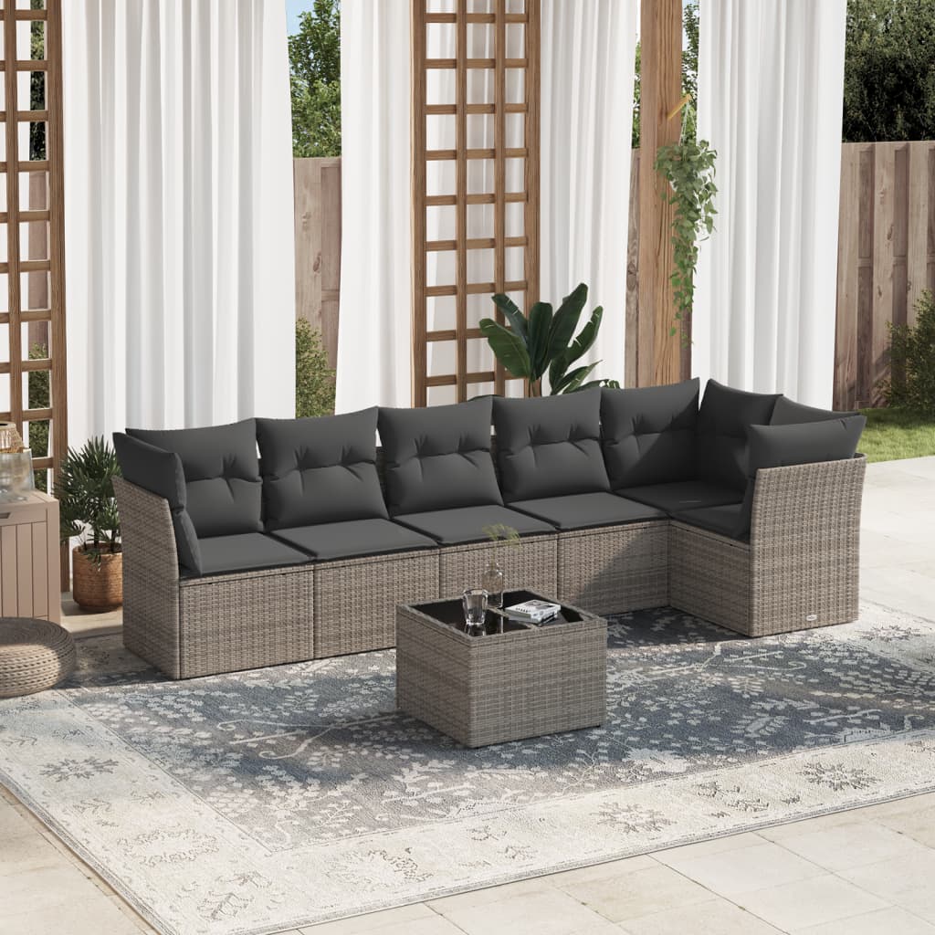 Set De Sofás De Jardín 6 Pzas Y Cojines Ratán Sintético Gris