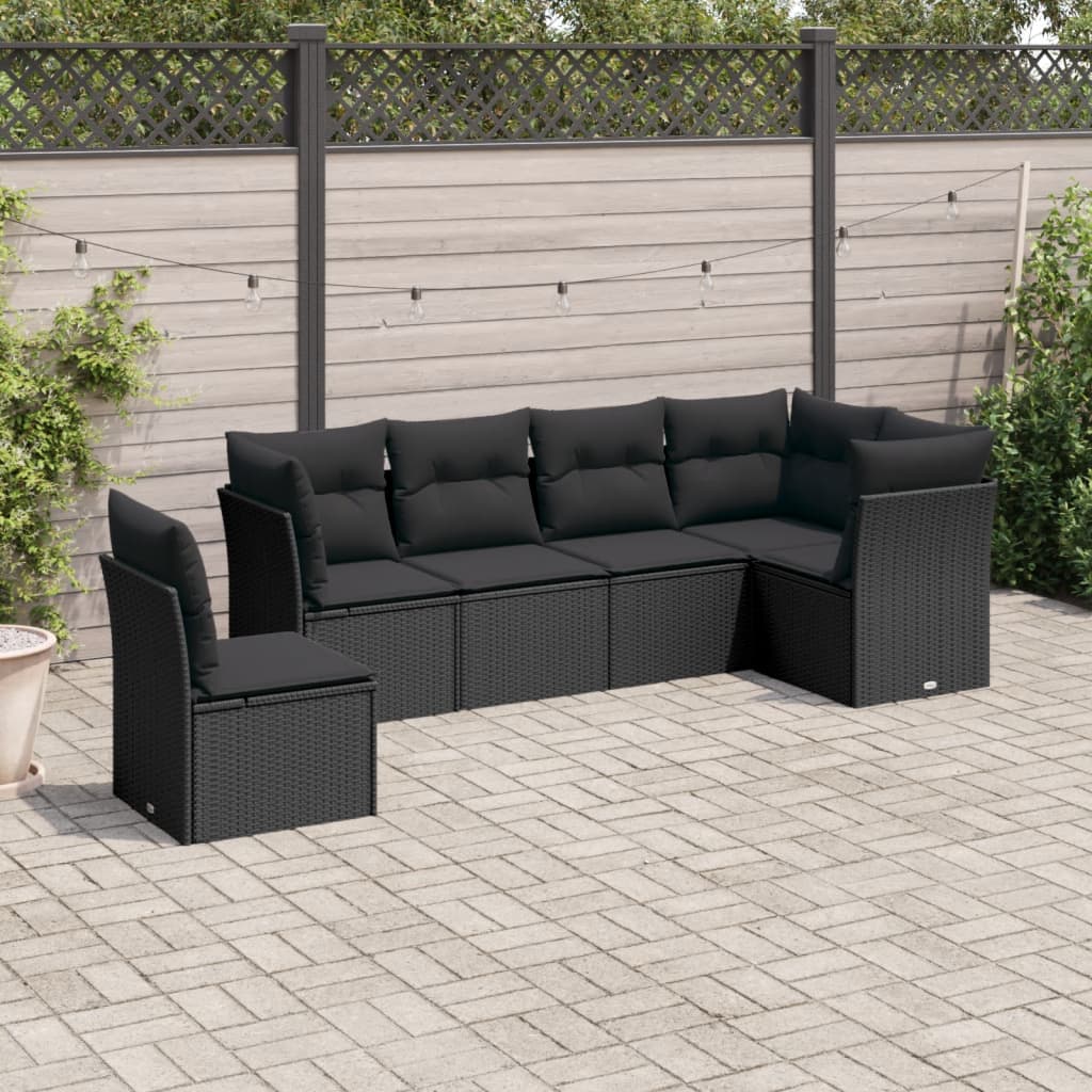 Set De Sofás De Jardín 6 Pzas Y Cojines Ratán Sintético Gris