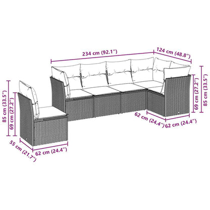 Set De Sofás De Jardín 6 Pzas Y Cojines Ratán Sintético Gris