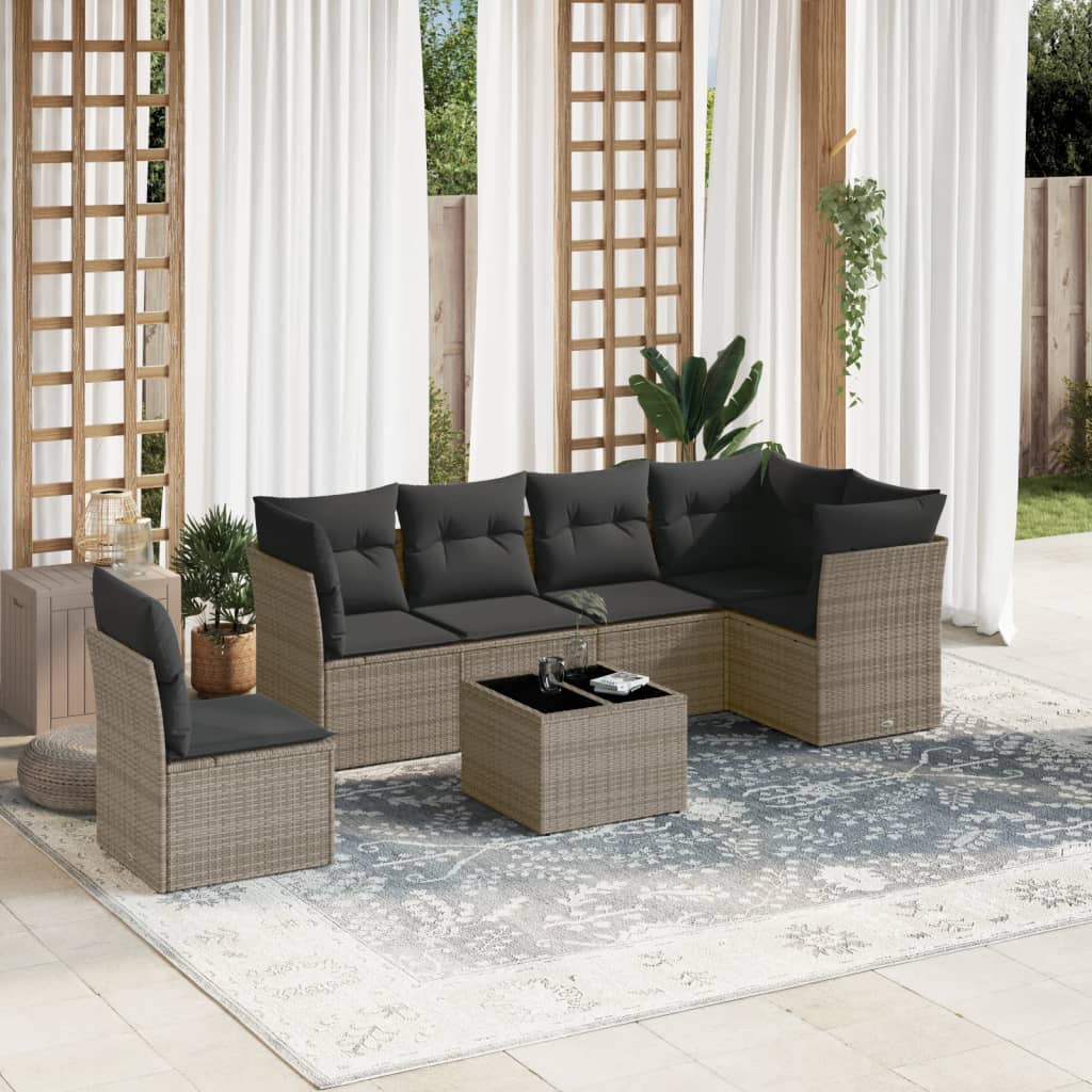 Set De Sofás De Jardín 6 Pzas Y Cojines Ratán Sintético Gris