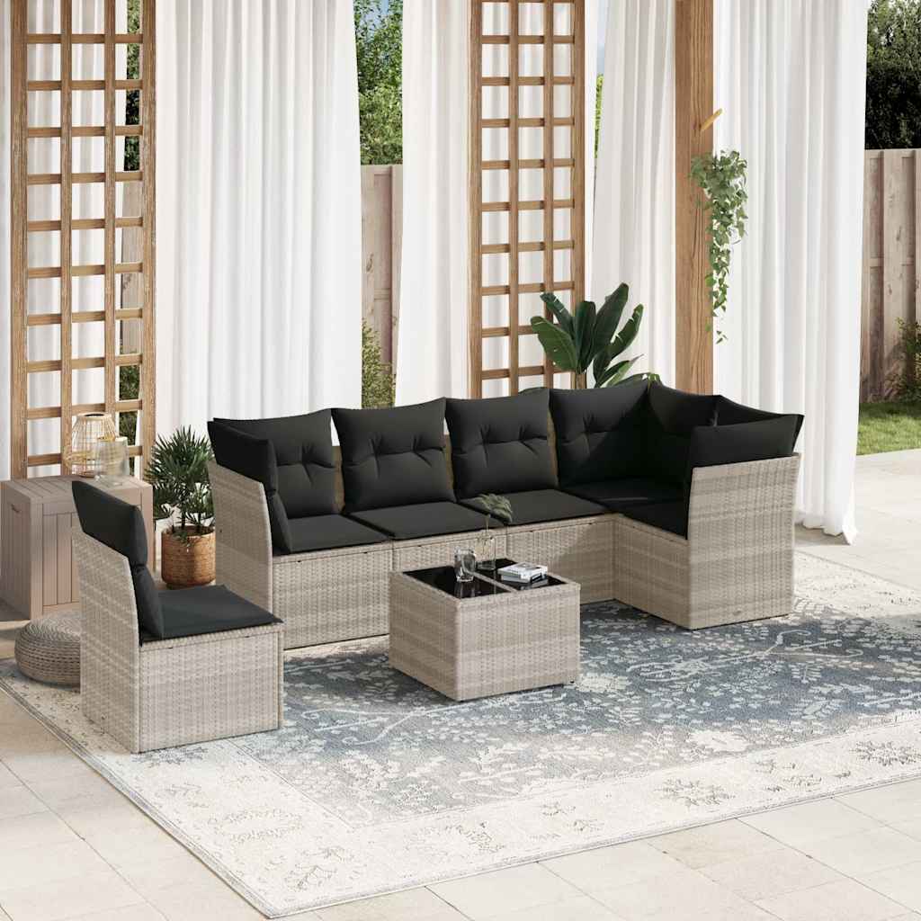 Set De Sofás De Jardín 6 Pzas Y Cojines Ratán Sintético Gris