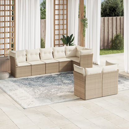 Set De Sofás De Jardín 9 Pzas Y Cojines Ratán Sintético Marrón