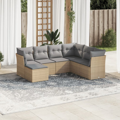 Set De Sofás De Jardín 7 Pzas Con Cojines Ratán Pe