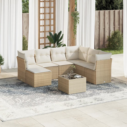 Set De Sofás De Jardín 7 Pzas Con Cojines Ratán Pe