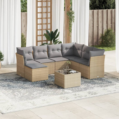 Set De Sofás De Jardín 7 Pzas Con Cojines Ratán Pe