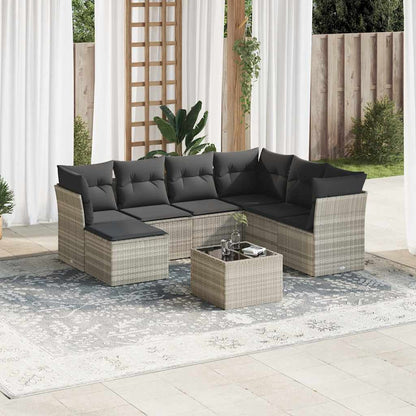 Set De Sofás De Jardín 7 Pzas Con Cojines Ratán Pe