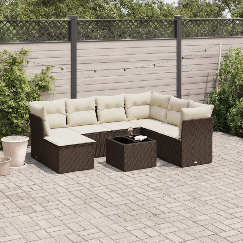 Set De Sofás De Jardín 7 Pzas Con Cojines Ratán Pe