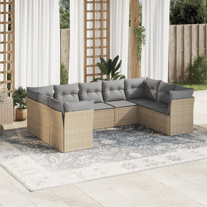 Set Muebles Jardín 9 Pzas Y Cojines Ratán Sintético