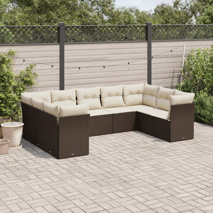 Set Muebles Jardín 9 Pzas Y Cojines Ratán Sintético