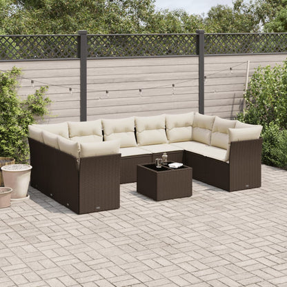 Set Muebles Jardín 9 Pzas Y Cojines Ratán Sintético