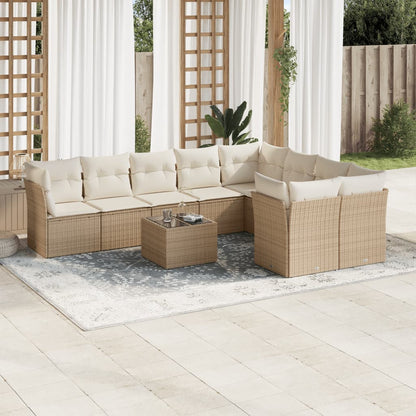 Set Muebles Jardín 9 Pzas Y Cojines Ratán Sintético