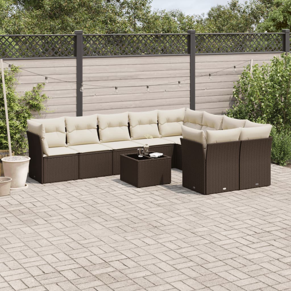Set Muebles Jardín 9 Pzas Y Cojines Ratán Sintético