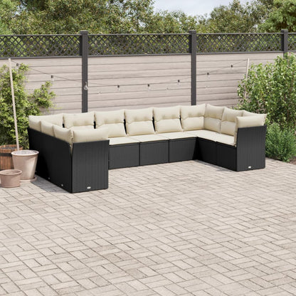 Set De Sofás De Jardín 11 Pzas Y Cojines Ratán Sintético Gris