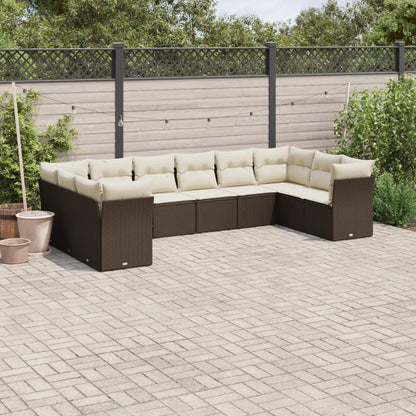 Set De Sofás De Jardín 11 Pzas Y Cojines Ratán Sintético Gris