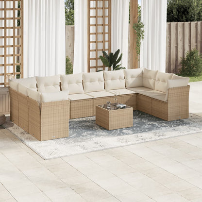Set De Sofás De Jardín 11 Pzas Y Cojines Ratán Sintético Gris
