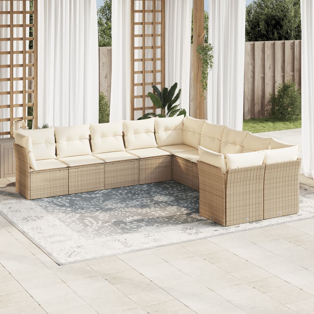 Set De Sofás De Jardín 11 Pzas Y Cojines Ratán Sintético Gris
