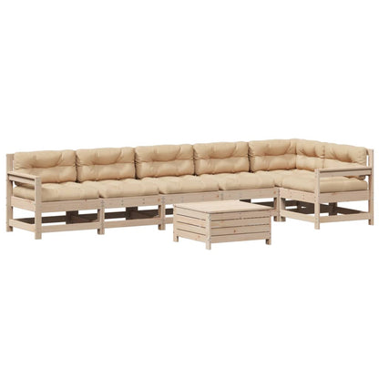 Juego De Muebles De Jardín 7 Pzas Y Cojines Madera Maciza Pino