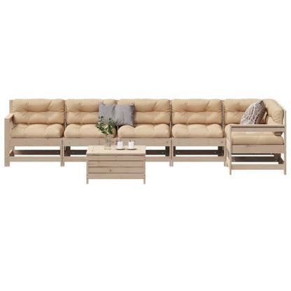 Juego De Muebles De Jardín 7 Pzas Y Cojines Madera Maciza Pino