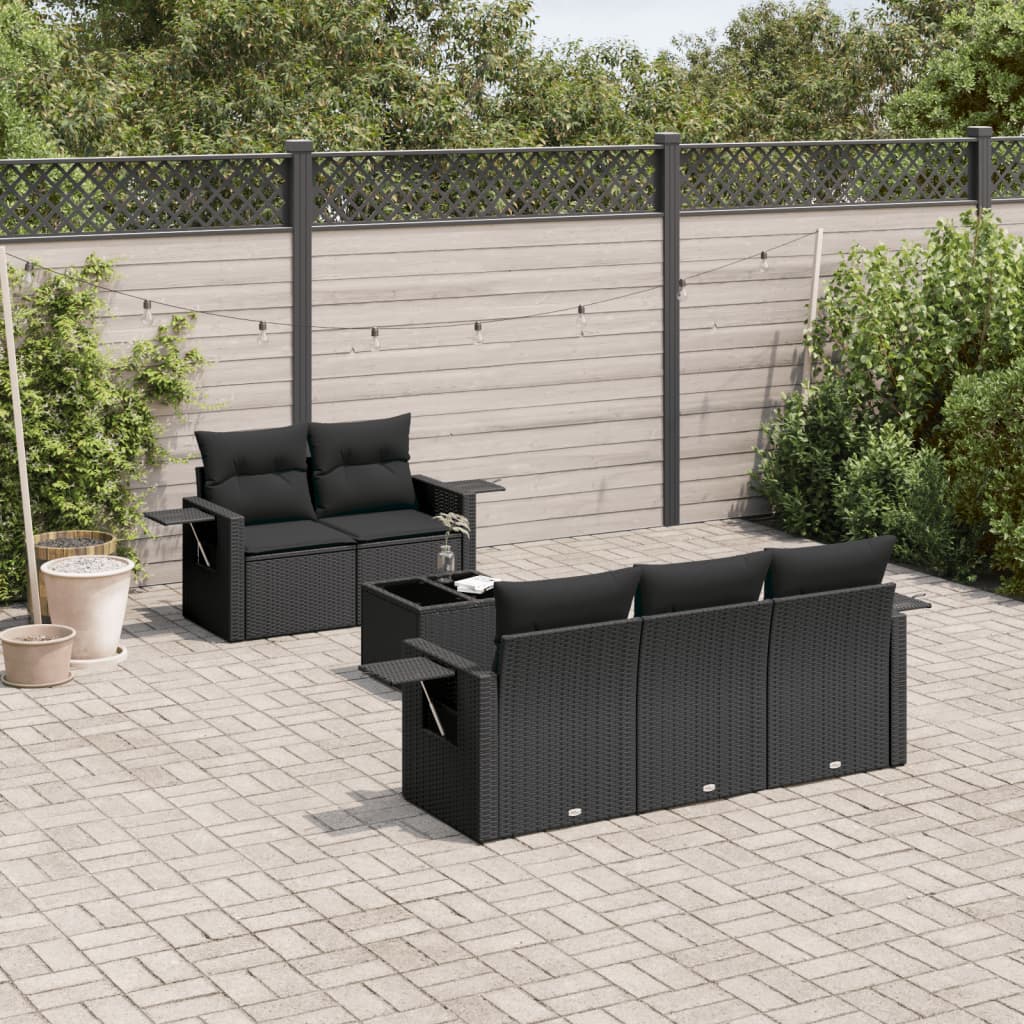 Set De Sofás De Jardín 6 Pzas Y Cojines Ratán Sintético Gris