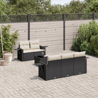 Set De Sofás De Jardín 6 Pzas Y Cojines Ratán Sintético Gris