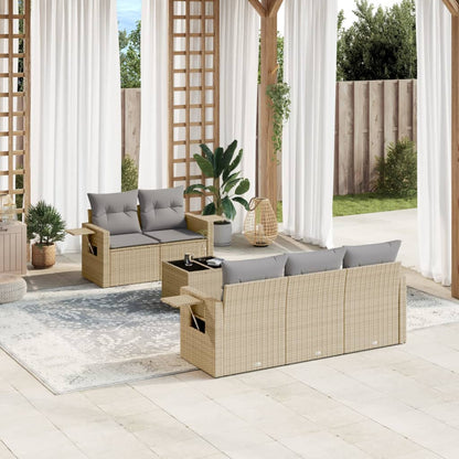 Set De Sofás De Jardín 6 Pzas Y Cojines Ratán Sintético Gris