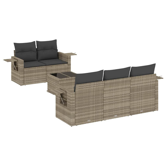 Set De Sofás De Jardín 6 Pzas Y Cojines Ratán Sintético Gris