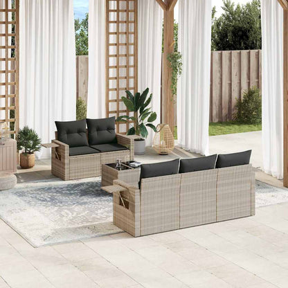 Set De Sofás De Jardín 6 Pzas Y Cojines Ratán Sintético Gris