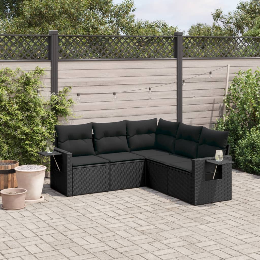 Set De Sofás De Jardín 6 Pzas Y Cojines Ratán Sintético Gris