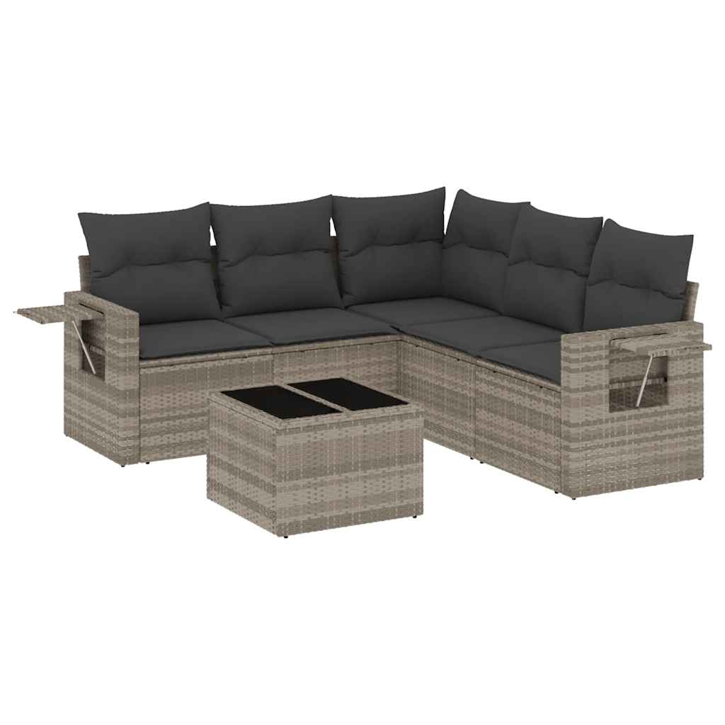 Set De Sofás De Jardín 6 Pzas Y Cojines Ratán Sintético Gris