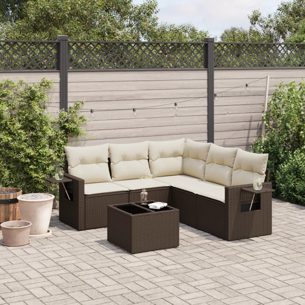 Set De Sofás De Jardín 6 Pzas Y Cojines Ratán Sintético Gris