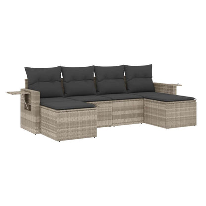 Set De Sofás De Jardín 6 Pzas Y Cojines Ratán Sintético Gris