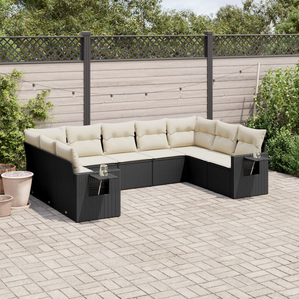 Set Muebles Jardín 9 Pzas Y Cojines Ratán Sintético