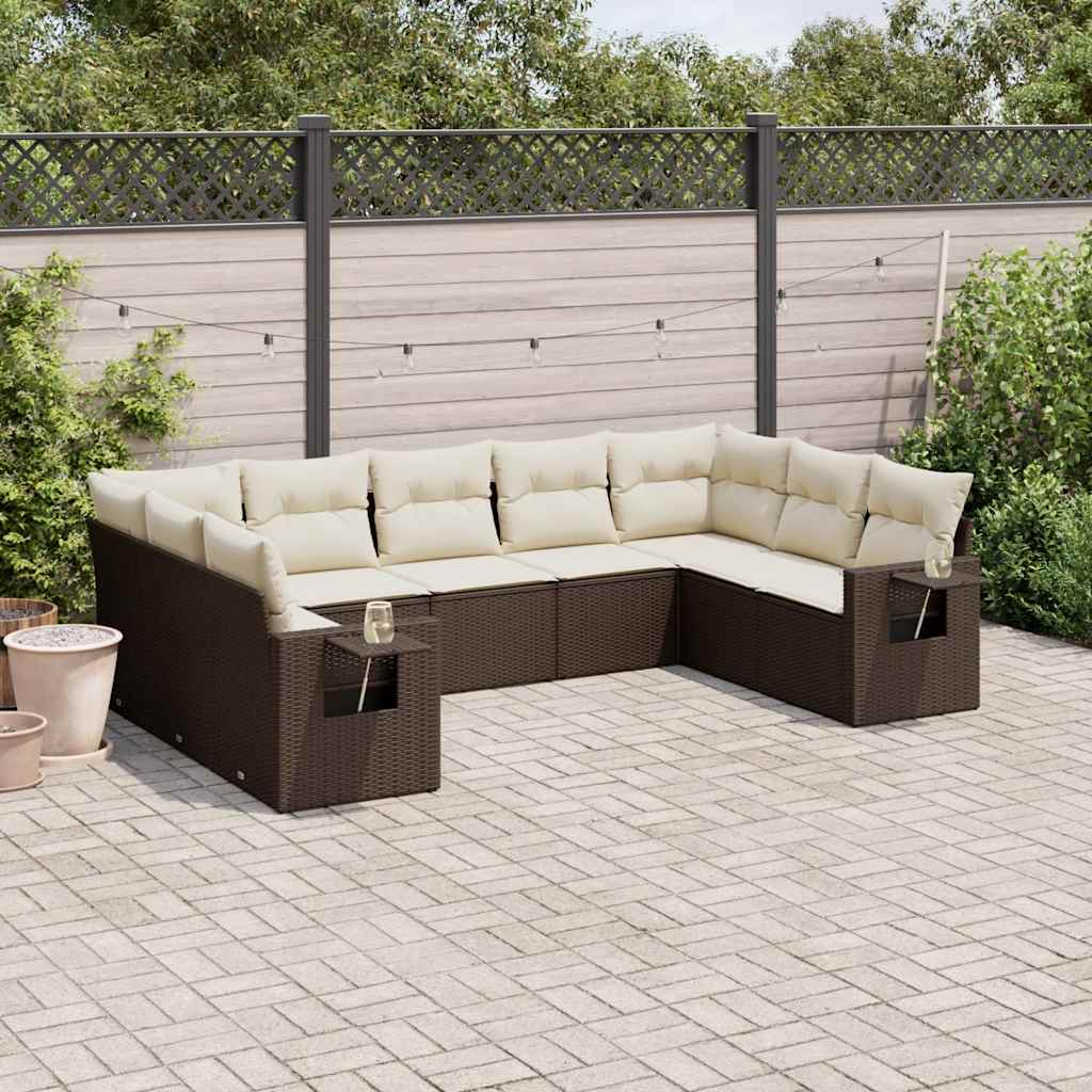 Set Muebles Jardín 9 Pzas Y Cojines Ratán Sintético