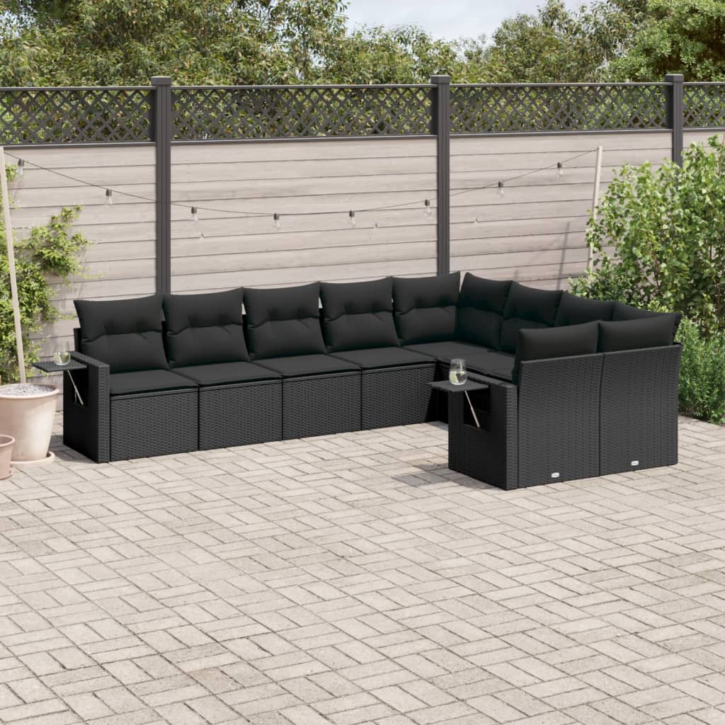 Set Muebles Jardín 9 Pzas Y Cojines Ratán Sintético