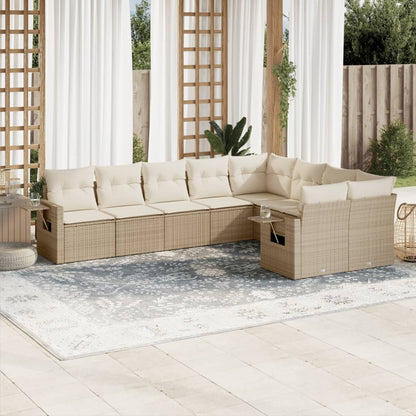 Set Muebles Jardín 9 Pzas Y Cojines Ratán Sintético
