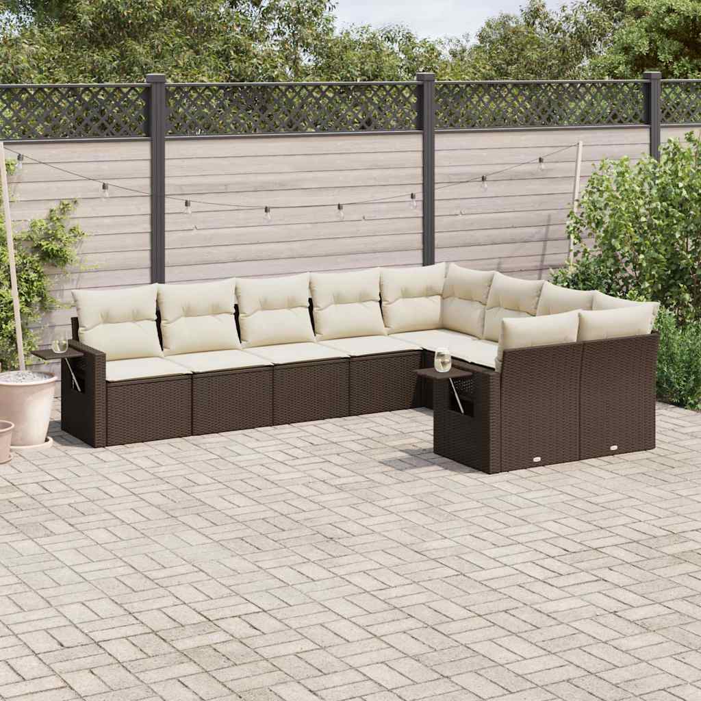 Set Muebles Jardín 9 Pzas Y Cojines Ratán Sintético