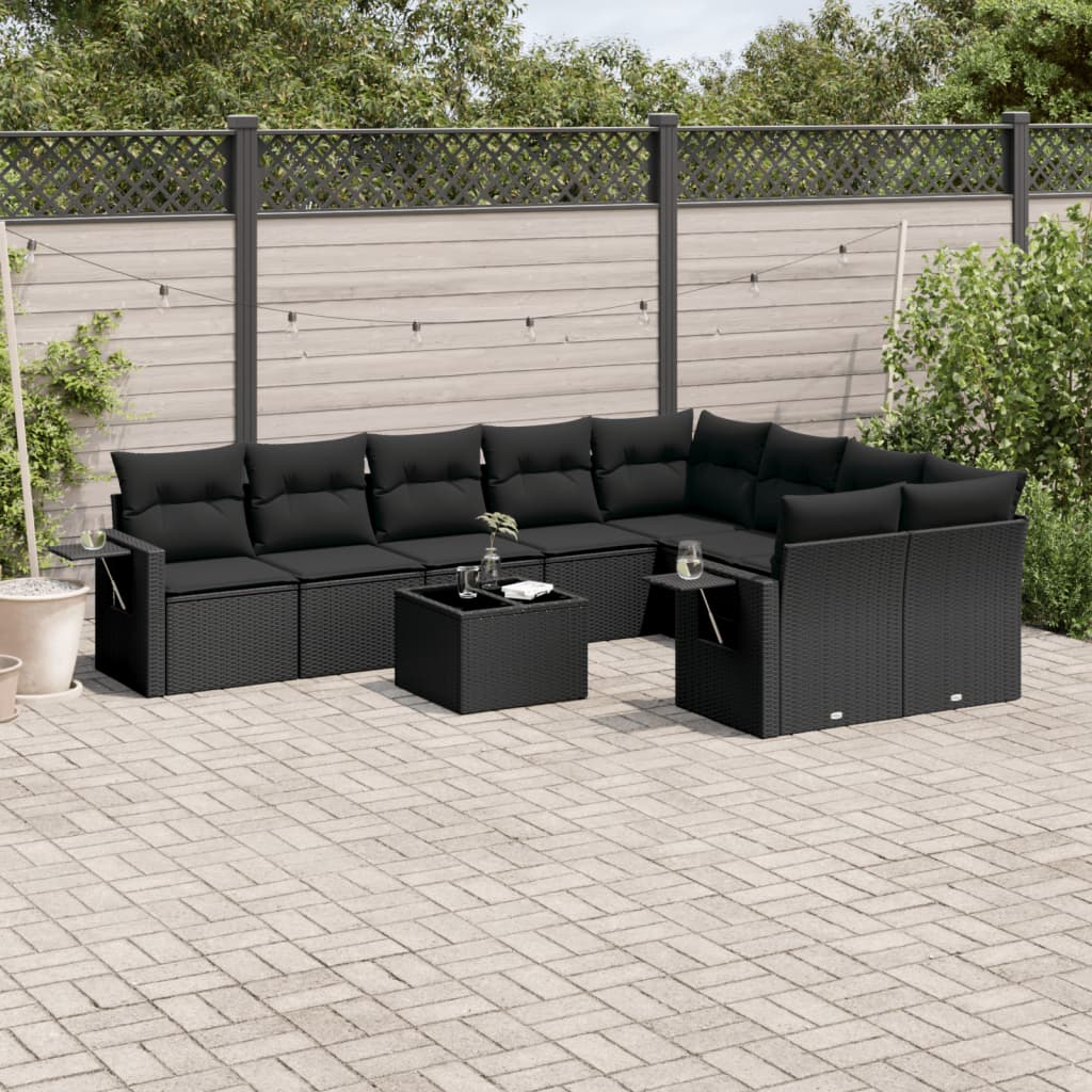 Set Muebles Jardín 9 Pzas Y Cojines Ratán Sintético
