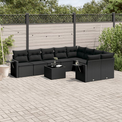 Set Muebles Jardín 9 Pzas Y Cojines Ratán Sintético