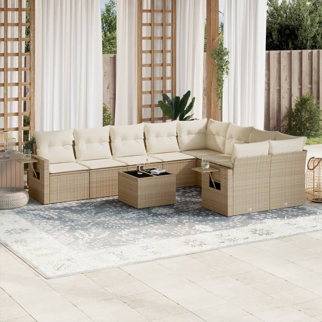 Set Muebles Jardín 9 Pzas Y Cojines Ratán Sintético