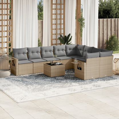 Set Muebles Jardín 9 Pzas Y Cojines Ratán Sintético