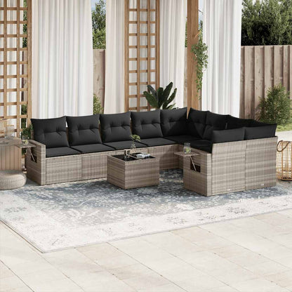Set Muebles Jardín 9 Pzas Y Cojines Ratán Sintético