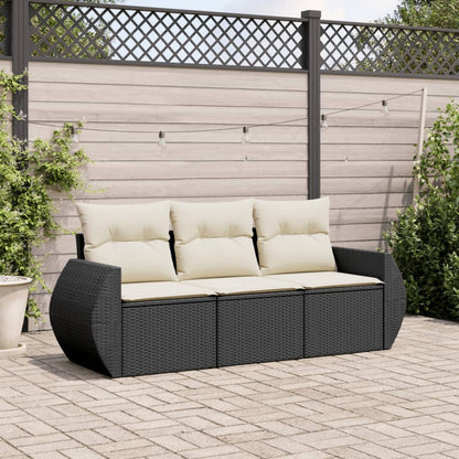 Set Sofás De Jardín 3 Piezas Y Cojines Ratán Sintético Marrón