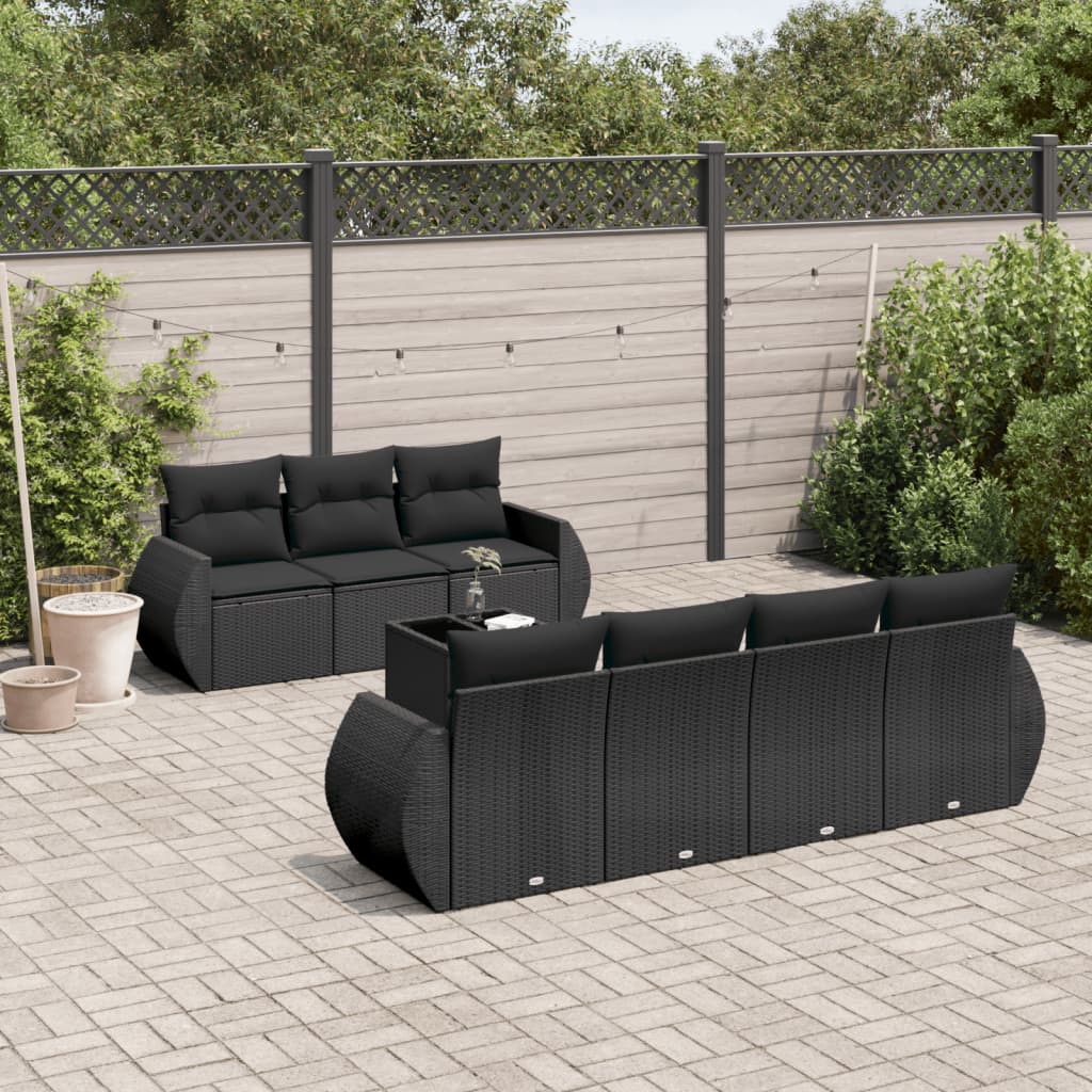 Set De Sofás De Jardín 8 Pzas Y Cojines Ratán Sintético Gris